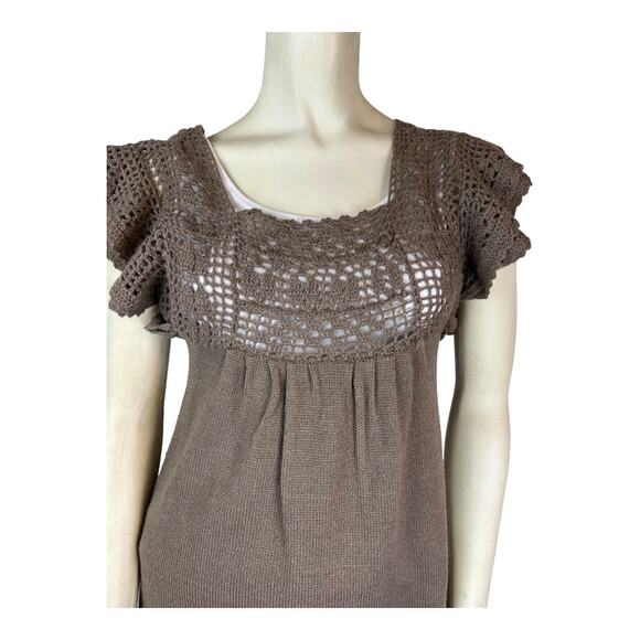 Sweater Dress Tunic Crochet Knit Mak B. 90s Y2K Cottagecore Fairy granny S - Picture 2 of 13